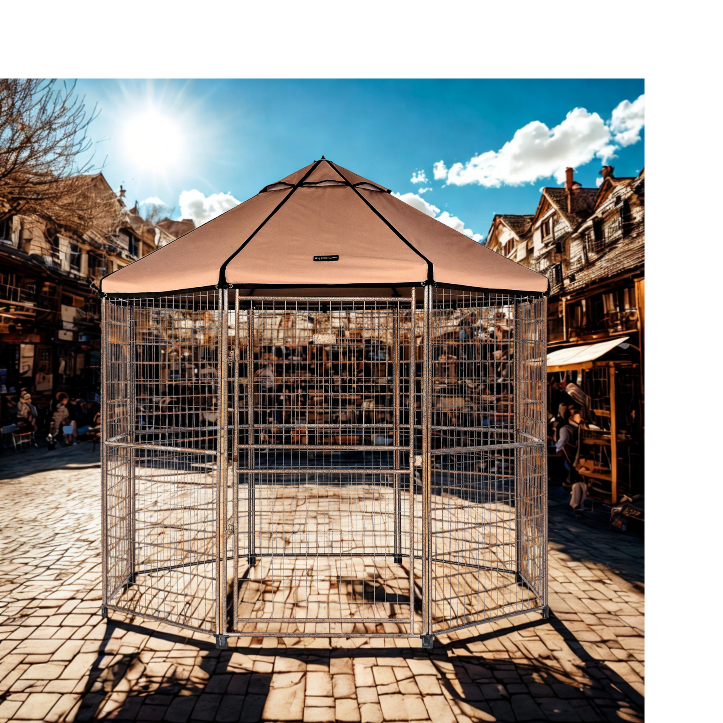 Win World Int'l Octagonal Pet Gazebo 8 Foot with Vented Canopy for Outdoor Pets