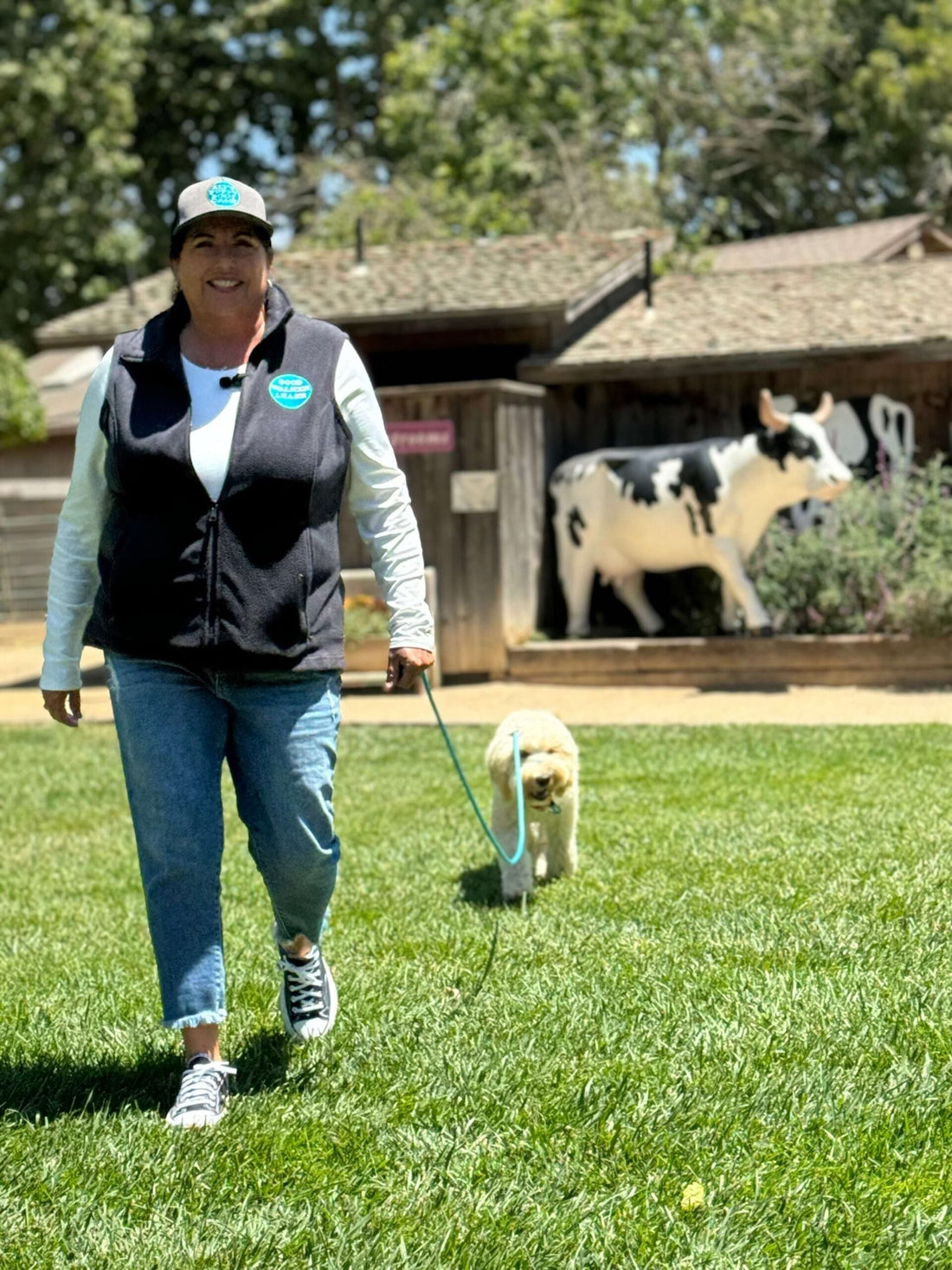 Woman walking her dog