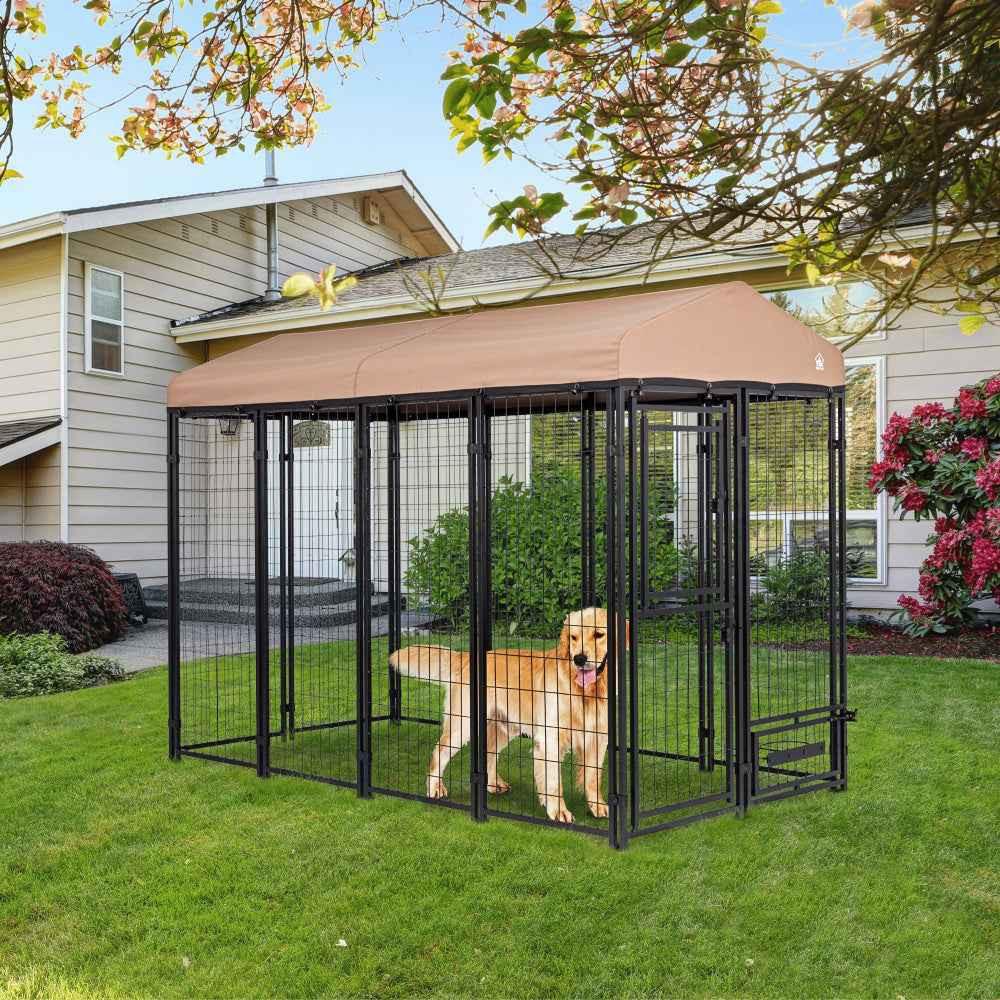Upgraded Dog Kennel - Win World Int'l 4' x 8' x 6' High-Quality Outdoor Dog Housing