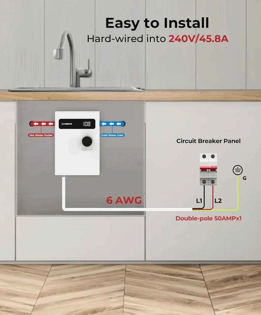 Camplux Electric Tankless Water Heater 11kW - Instant Hot Water Camplux Portable Water Heater